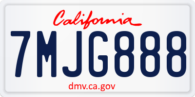 CA license plate 7MJG888