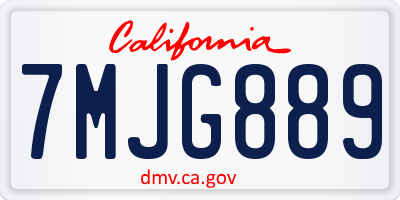 CA license plate 7MJG889