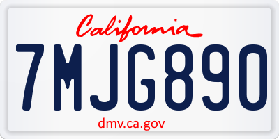 CA license plate 7MJG890