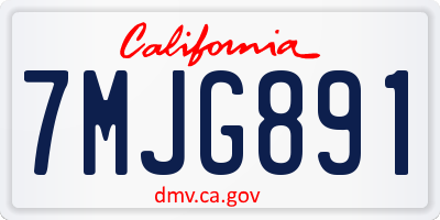 CA license plate 7MJG891