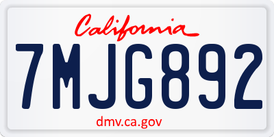 CA license plate 7MJG892