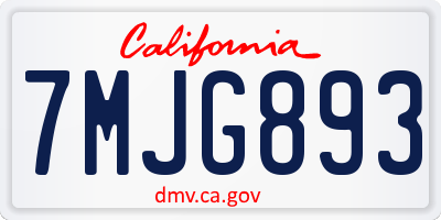 CA license plate 7MJG893