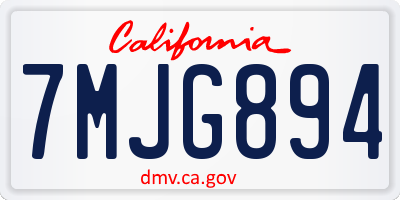 CA license plate 7MJG894