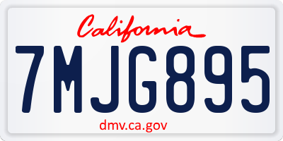 CA license plate 7MJG895