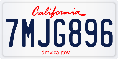 CA license plate 7MJG896