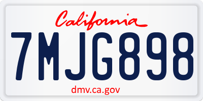 CA license plate 7MJG898