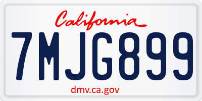 CA license plate 7MJG899