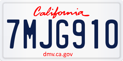 CA license plate 7MJG910