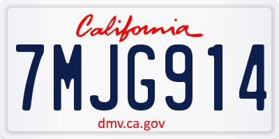 CA license plate 7MJG914