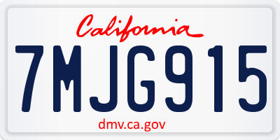 CA license plate 7MJG915