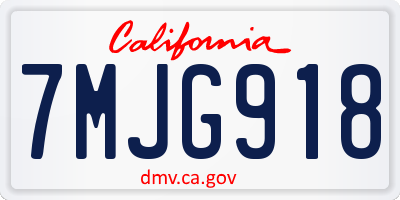 CA license plate 7MJG918