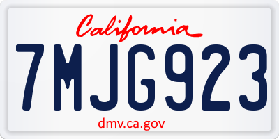CA license plate 7MJG923