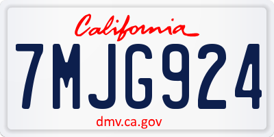 CA license plate 7MJG924