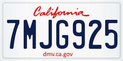 CA license plate 7MJG925