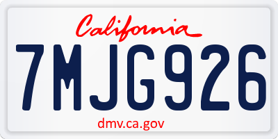 CA license plate 7MJG926