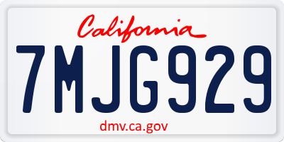 CA license plate 7MJG929