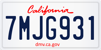 CA license plate 7MJG931