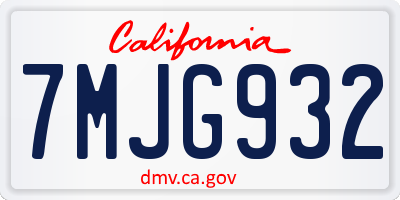 CA license plate 7MJG932