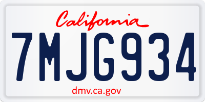 CA license plate 7MJG934