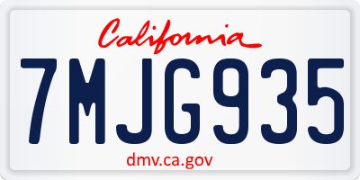 CA license plate 7MJG935