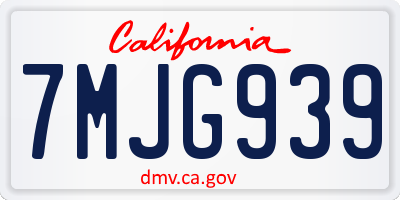 CA license plate 7MJG939