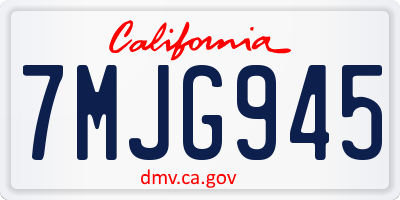CA license plate 7MJG945