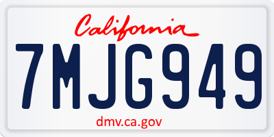 CA license plate 7MJG949