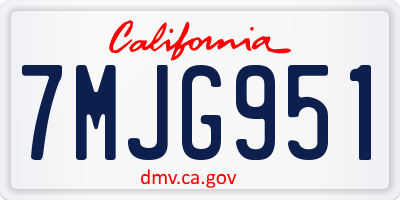 CA license plate 7MJG951