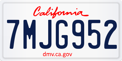 CA license plate 7MJG952