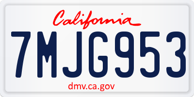 CA license plate 7MJG953
