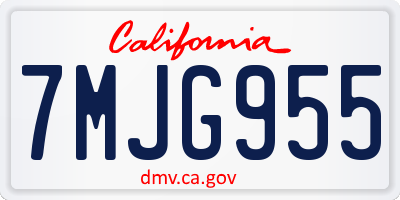 CA license plate 7MJG955