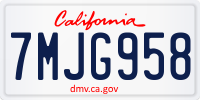 CA license plate 7MJG958