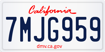 CA license plate 7MJG959