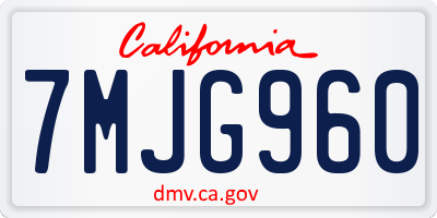 CA license plate 7MJG960