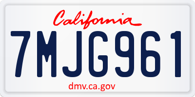 CA license plate 7MJG961