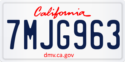 CA license plate 7MJG963