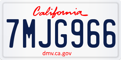 CA license plate 7MJG966