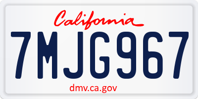 CA license plate 7MJG967