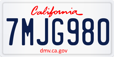 CA license plate 7MJG980