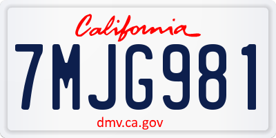 CA license plate 7MJG981