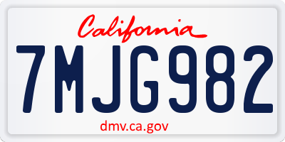 CA license plate 7MJG982