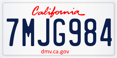 CA license plate 7MJG984