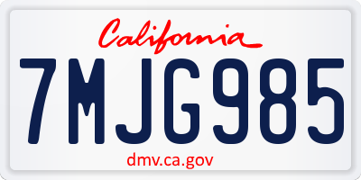 CA license plate 7MJG985