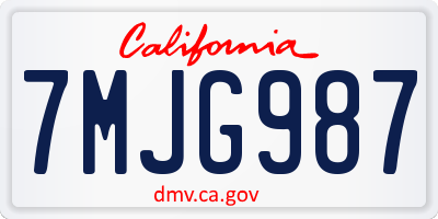 CA license plate 7MJG987