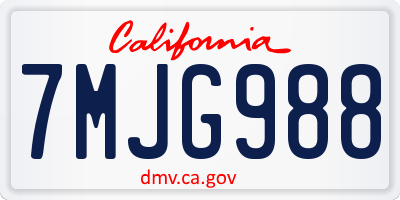 CA license plate 7MJG988