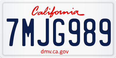 CA license plate 7MJG989