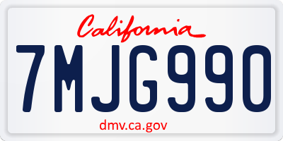 CA license plate 7MJG990