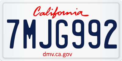 CA license plate 7MJG992