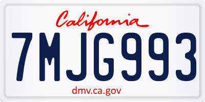 CA license plate 7MJG993