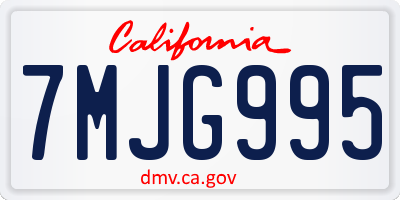 CA license plate 7MJG995